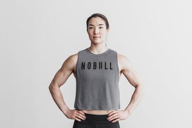 Nobull Muscle Women's Tank Tops Dark Grey | Australia (UZ1593)